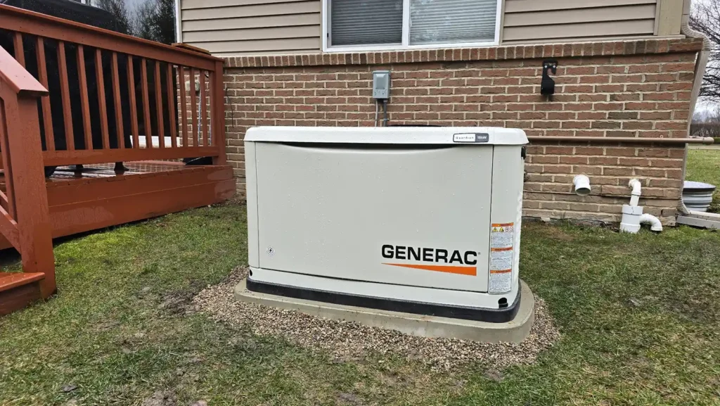 Budget Electric & Generac generator home install behind a home near a back porch